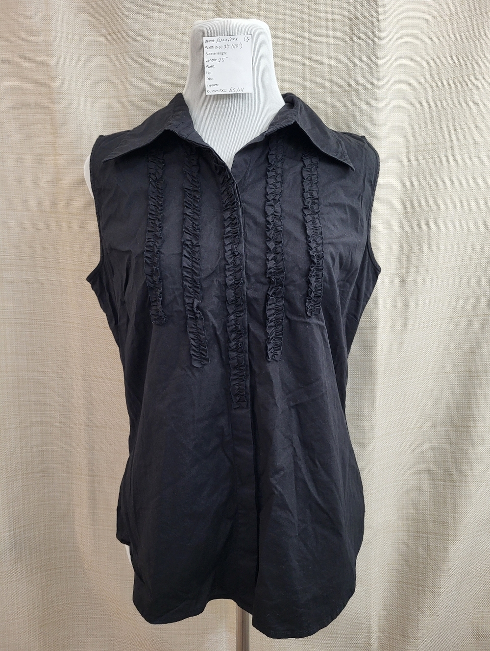 Karen Kane Women's Black Sleeveless Blouse Ruched Casual‎ Vacation Size Large